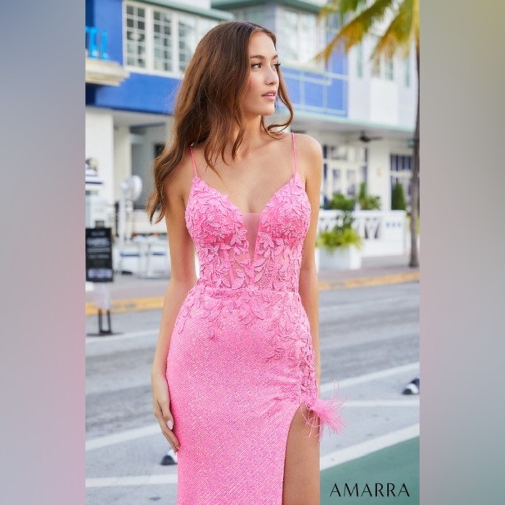 Flirt Prom & Pageant Amarra Pink Corset Prom Dress - Picture 2 of 15